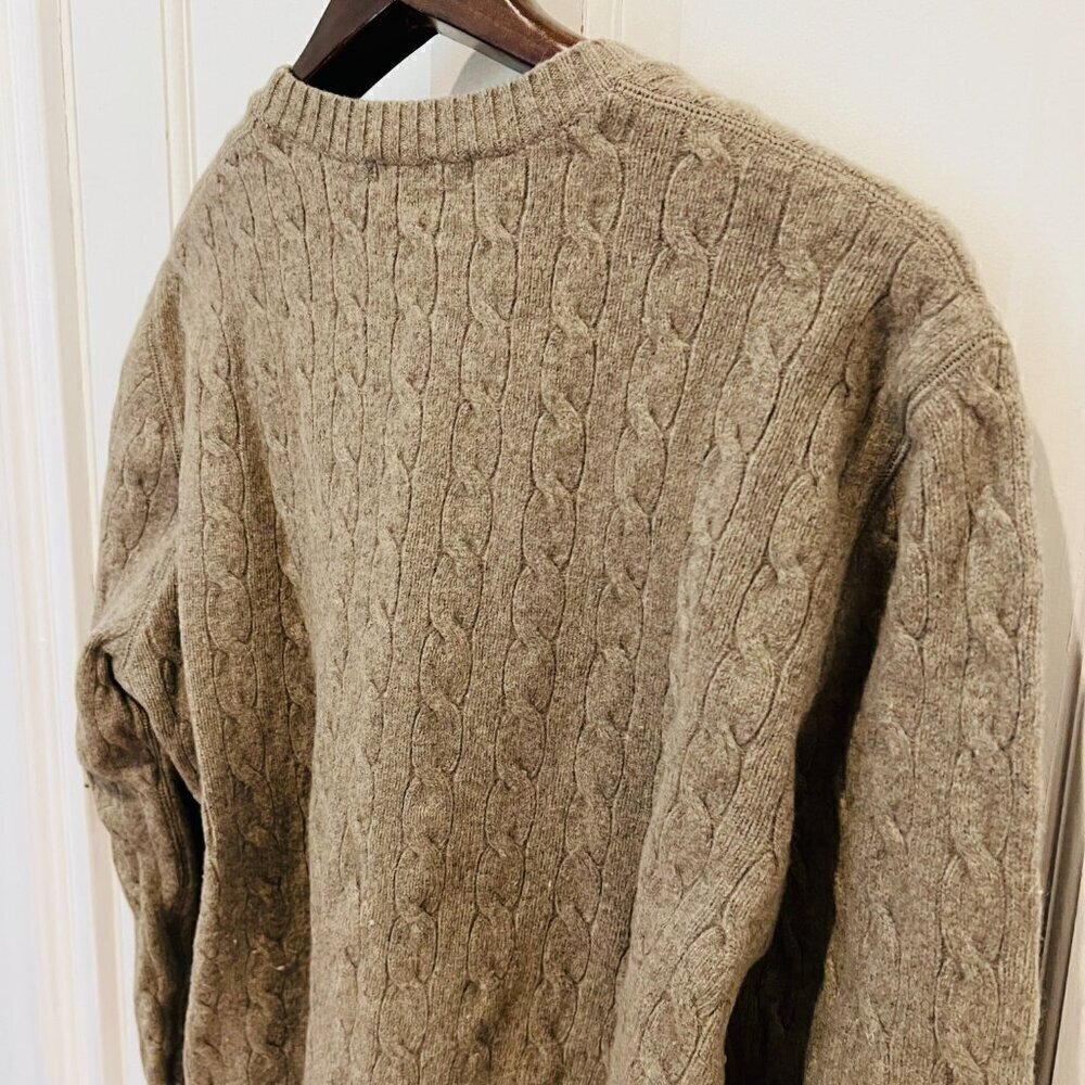 Banana Republic White Cable Knit Fisherman's Wool Cashmere Sweater Mens XL - Picture 15 of 16